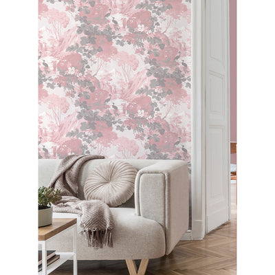 Eden Pink Crane Lagoon Wallpaper Brewster Wallpaper