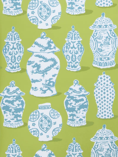 Canton Lime Turquoise Wallpaper by Dana Gibson