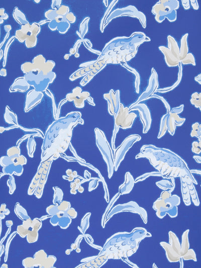 Peregrine Navy Wallpaper by Dana Gibson  Beautiful Floral and Bird Navy Wallpaper