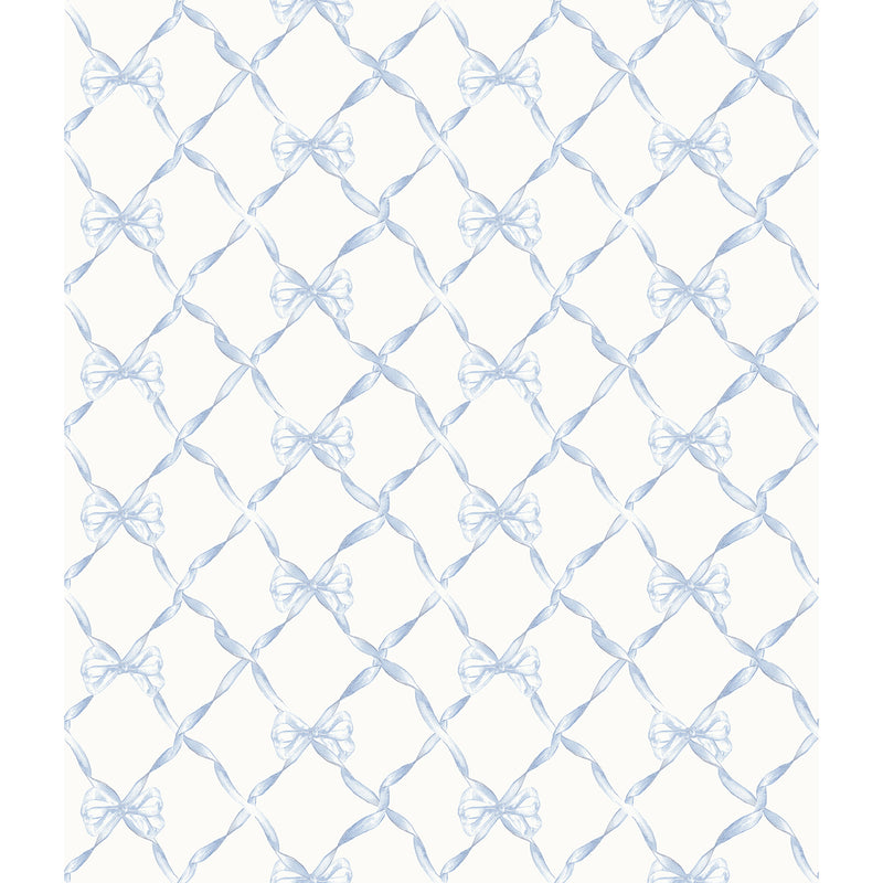 Baby Bow Light Blue Ribbon Trellis Wallpaper Loveshackfancy