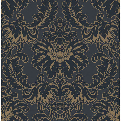 Windsor Blue Damask Wallpaper