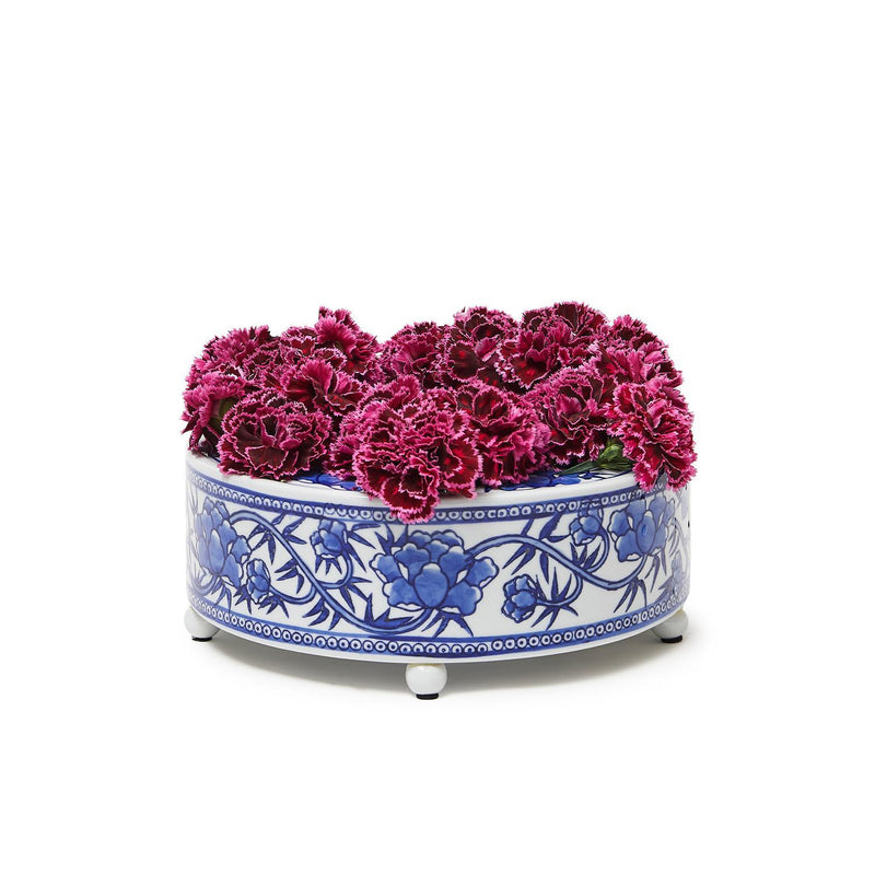 Blue and White Pavilion 3 Pc Hand-Painted Floral Arranger Set