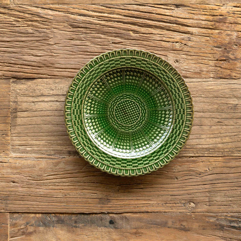 Green Glazed Basketweave Salad Plate